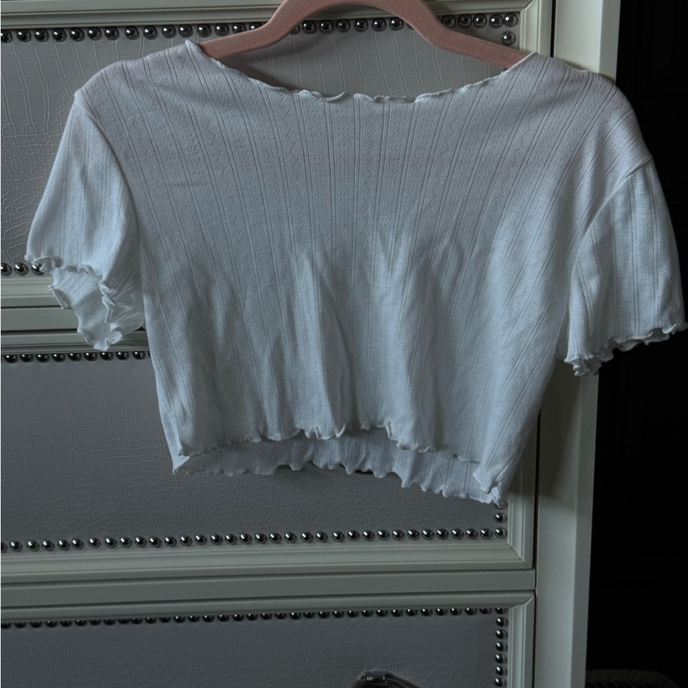Ribbed Women's Crop Top - white and black